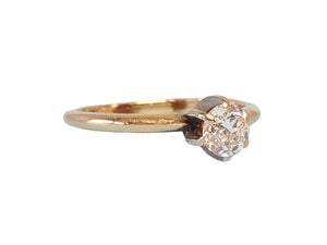 Vintage Old Euro Diamond Engagement Ring 14k Yellow Gold Solitaire