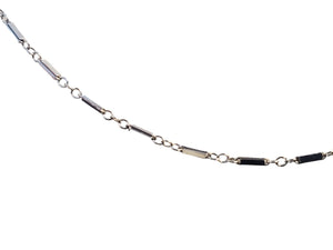 Vintage 14k Chain White Gold Stamped Link and Bar Pattern Minimalistic Necklace