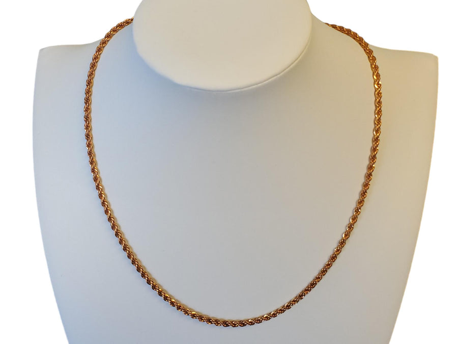 Vintage Stamped 14k Rose Gold Rope Chain 18