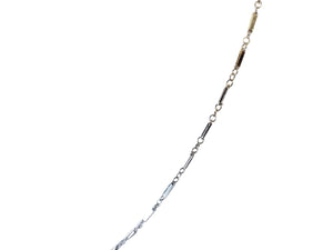 Vintage 14k Chain White Gold Stamped Link and Bar Pattern Minimalistic Necklace