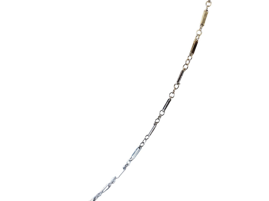 Vintage 14k Chain White Gold Stamped Link and Bar Pattern Minimalistic Necklace