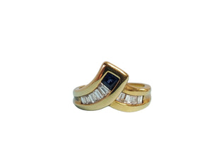 Sapphire Designer Ring 18k Yellow Gold White VS Diamonds - Joseph Diamonds