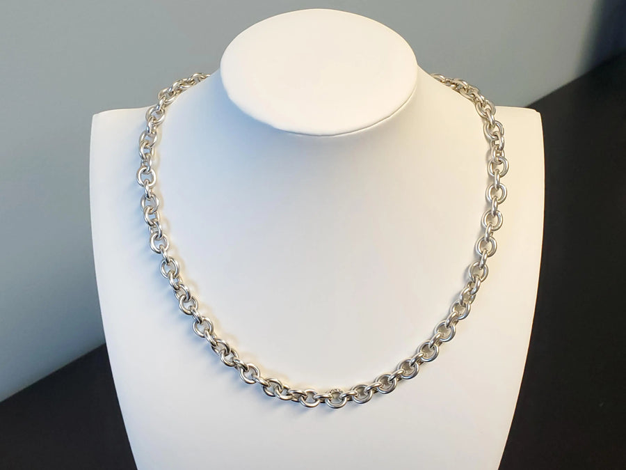 Tiffany Sterling Silver Necklace Link Chain Heavy 18" Stamped Authentic - Joseph Diamonds