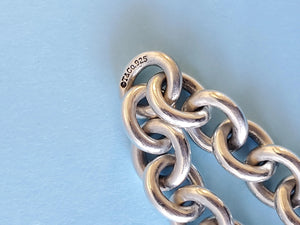 Tiffany Sterling Silver Necklace Link Chain Heavy 18" Stamped Authentic - Joseph Diamonds