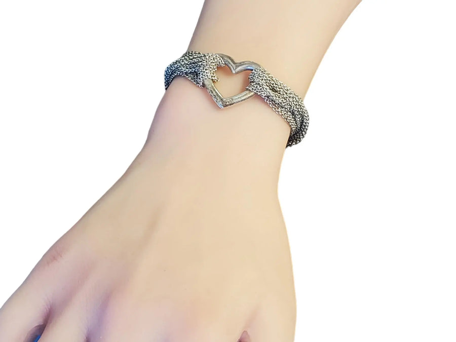 Tiffany & Co Mesh Toggle Bracelet Sterling Silver Heart Classic - Joseph Diamonds