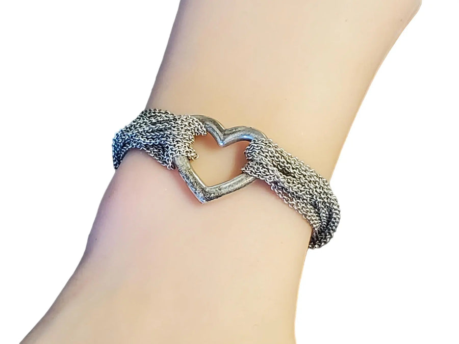 Tiffany & Co Mesh Toggle Bracelet Sterling Silver Heart Classic - Joseph Diamonds