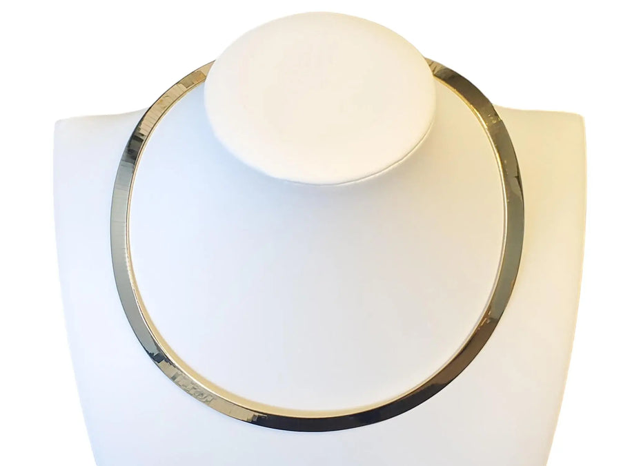 Vintage 14k Omega Choker Wide Necklace Stamped 14k Italy Beautifully Crafted - Joseph Diamonds