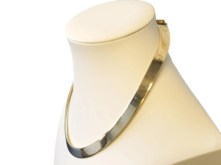 Vintage 14k Omega Choker Wide Necklace Stamped 14k Italy Beautifully Crafted - Joseph Diamonds