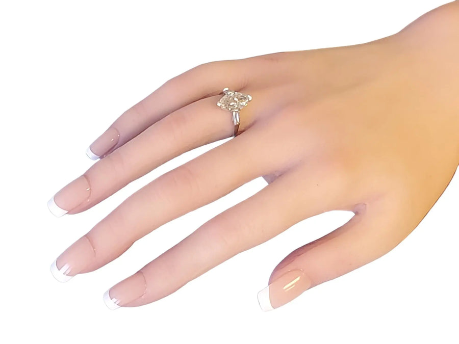 Vintage 2.60tcw Old Marquise Cut Platinum Engagement Diamond Ring