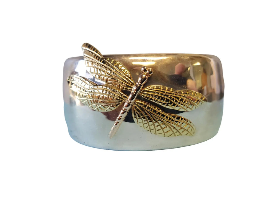 Vintage TIFFANY & CO. 18K Dragonfly Tri-Color Gold Sterling Cuff Bracelet - Joseph Diamonds