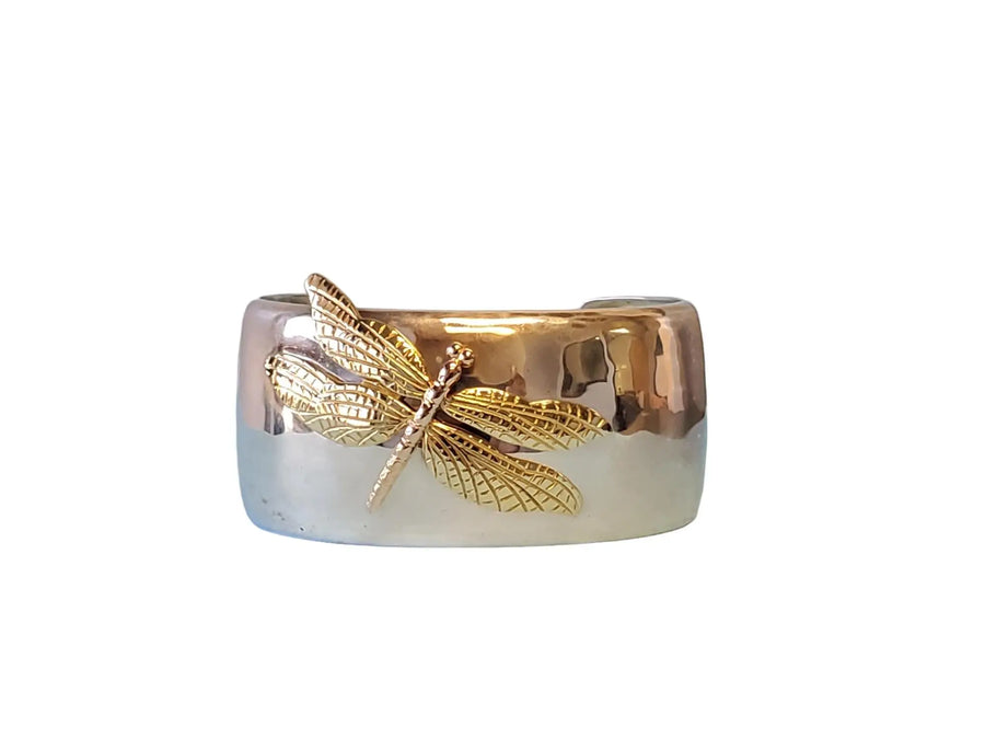 Vintage TIFFANY & CO. 18K Dragonfly Tri-Color Gold Sterling Cuff Bracelet - Joseph Diamonds