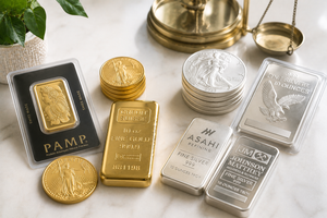 Gold and silver coins and bullion bars